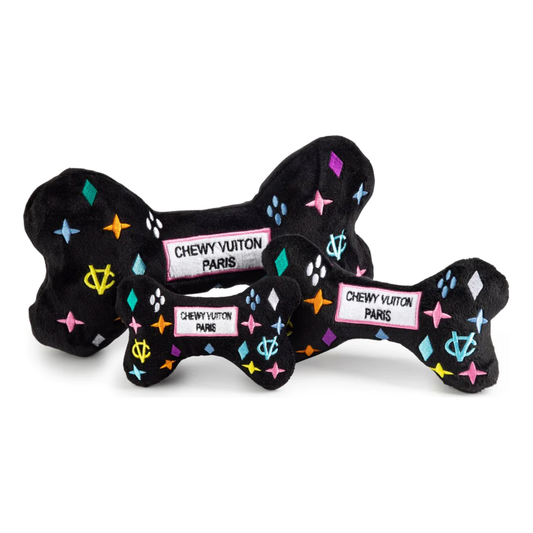 Chewy Vuiton Bone Dog Toy Black Monogram