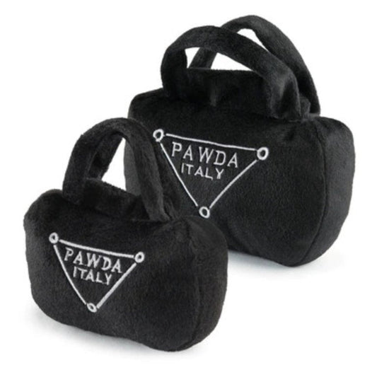 Pawda Handbag Dog Toy with Squeaker Black in Small or Large - Designer Dog Clothes