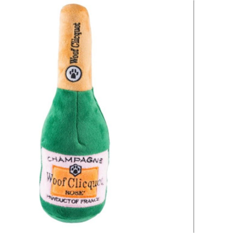 Woof Clicquot Rose Champagne Bottle Dog Toy - Designer Dog Clothes